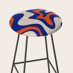 Bold and Groovy Retro Liquid Swirl Abstract Pattern Cobalt Blue and Orange Stool Gallery Image 2