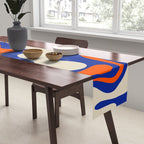 Bold and Groovy Retro Liquid Swirl Abstract Pattern Cobalt Blue and Orange Table Runner Gallery Image 2