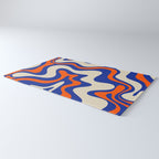 Bold and Groovy Retro Liquid Swirl Abstract Pattern Cobalt Blue and Orange Rug Gallery Image 3