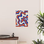 Bold and Groovy Retro Liquid Swirl Abstract Pattern Cobalt Blue and Orange Poster Gallery Image 2