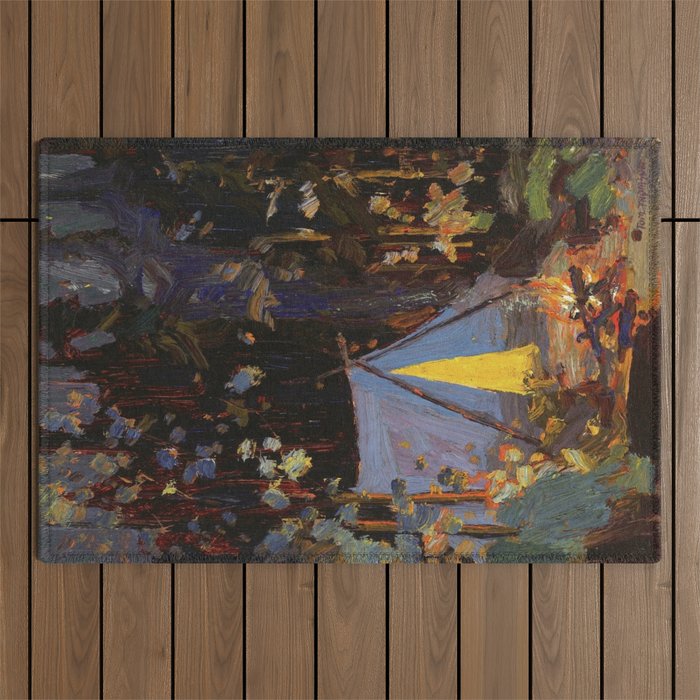 Tom Thomson Campfire 1916 Canadian Landscape Artist Outdoor Rug Gallery Image 1