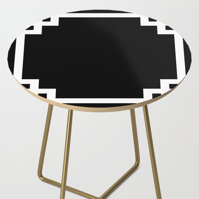 Black and White Greek Key Border Side Table Gallery Image 2