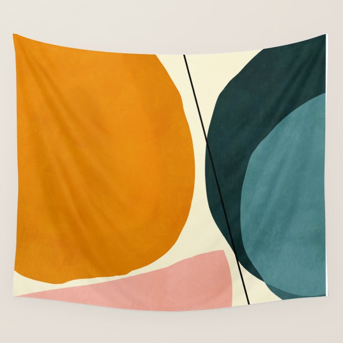 shapes geometric minimal painting abstract Wall Tapestry Gallery Image 4