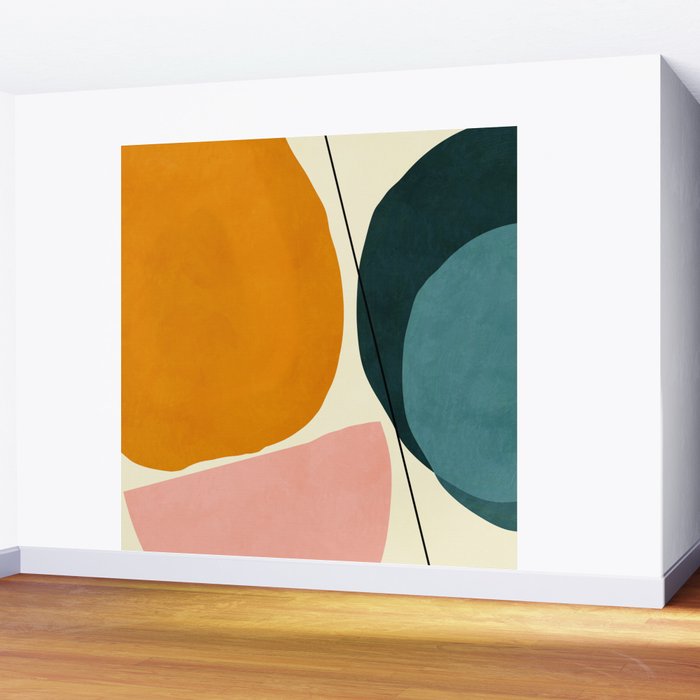 shapes geometric minimal painting abstract Wall Mural Gallery Image 2