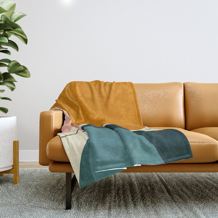 shapes geometric minimal painting abstract Throw Blanket Gallery Image 1