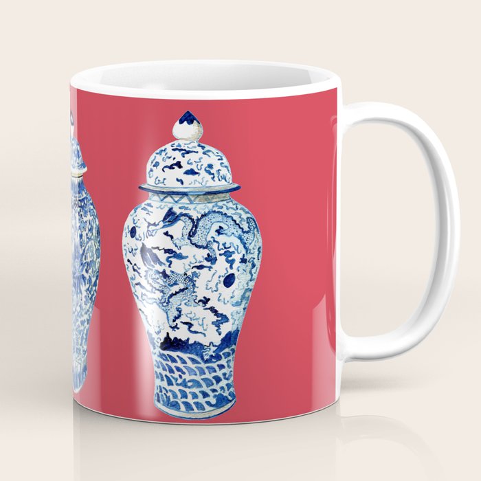 GINGER JAR TRIO ON RED Coffee Mug Gallery Image 1