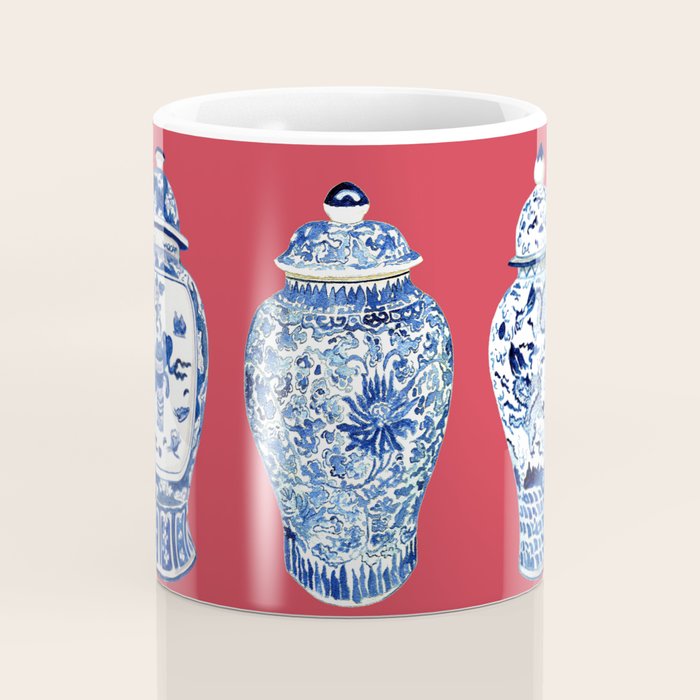 GINGER JAR TRIO ON RED Coffee Mug Gallery Image 4