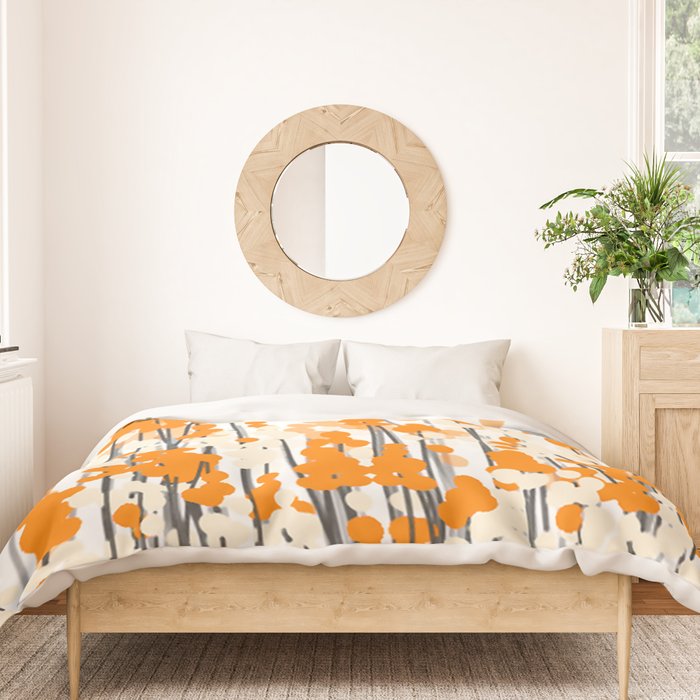 Orange Spring Bouquet on White Background #decor #society6 #buyart Duvet Cover Gallery Image 3