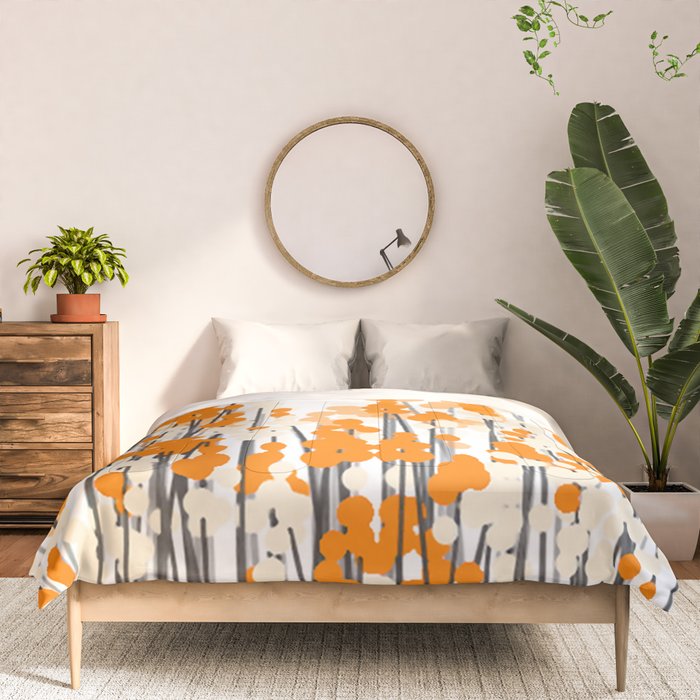 Orange Spring Bouquet on White Background #decor #society6 #buyart Comforter Gallery Image 3