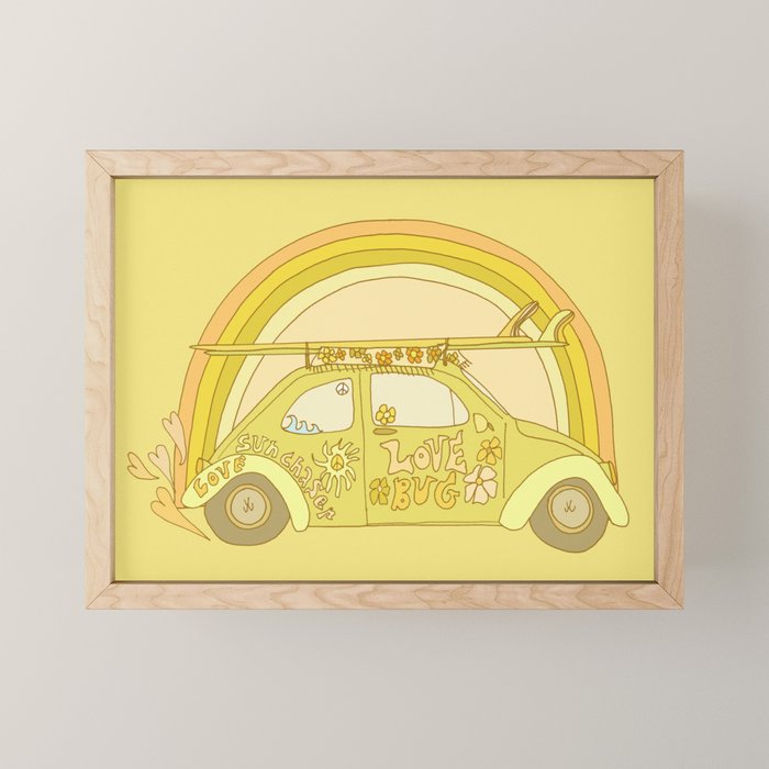 love bug valentine // retro surf art by surfy birdy Mini Art Print Gallery Image 1