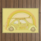 love bug valentine // retro surf art by surfy birdy Outdoor Rug Gallery Image 1