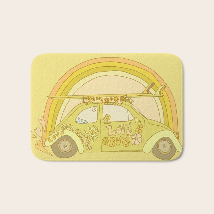 love bug valentine // retro surf art by surfy birdy Bath Mat Gallery Image 1