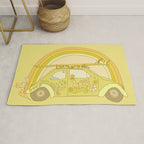 love bug valentine // retro surf art by surfy birdy Rug Gallery Image 1