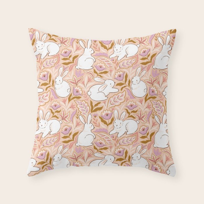 Funny bunny print Throw Pillow Gallery Image 1