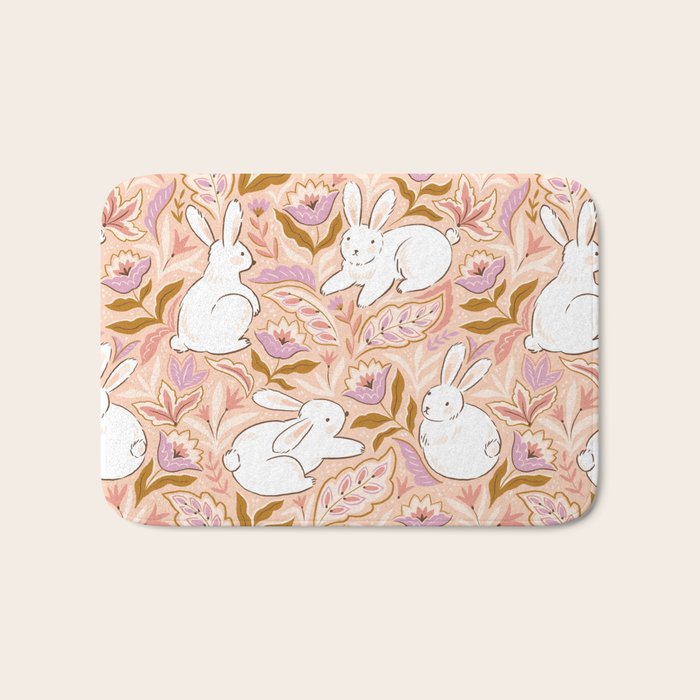 Funny bunny print Bath Mat Gallery Image 1