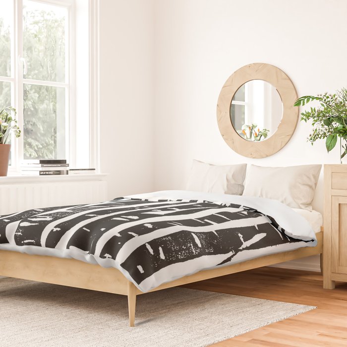 Woodcut Birches Black Duvet Cover Gallery Image 2
