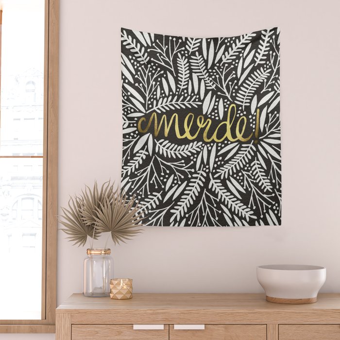Pardon My French - Gold on Black Wall Tapestry Gallery Image 2