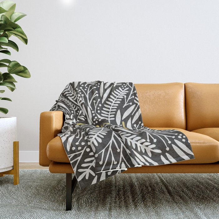 Pardon My French - Gold on Black Throw Blanket Gallery Image 1
