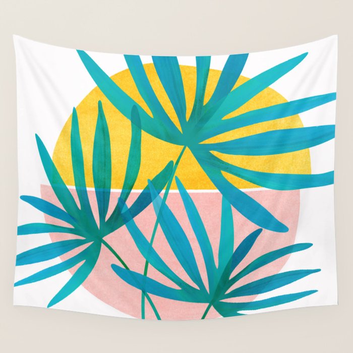 Mid Century Palms Wall Tapestry Gallery Image 1