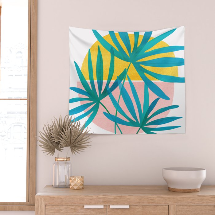 Mid Century Palms Wall Tapestry Gallery Image 2