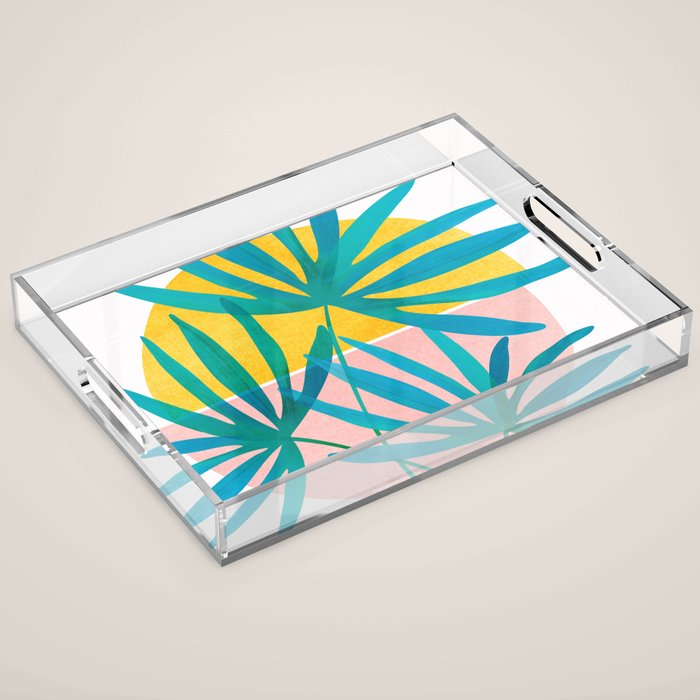 Mid Century Palms Acrylic Tray Gallery Image 1