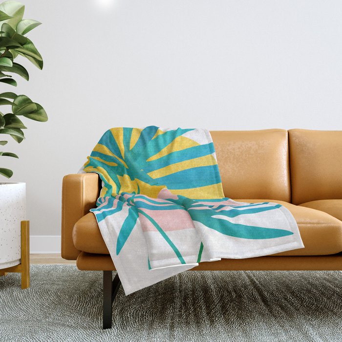 Mid Century Palms Throw Blanket Gallery Image 1