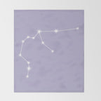 Aquarius Zodiac Star Constellation Line Art Pastel Lavender Throw Blanket Gallery Image 2