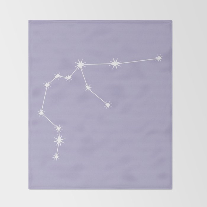 Aquarius Zodiac Star Constellation Line Art Pastel Lavender Throw Blanket Gallery Image 2