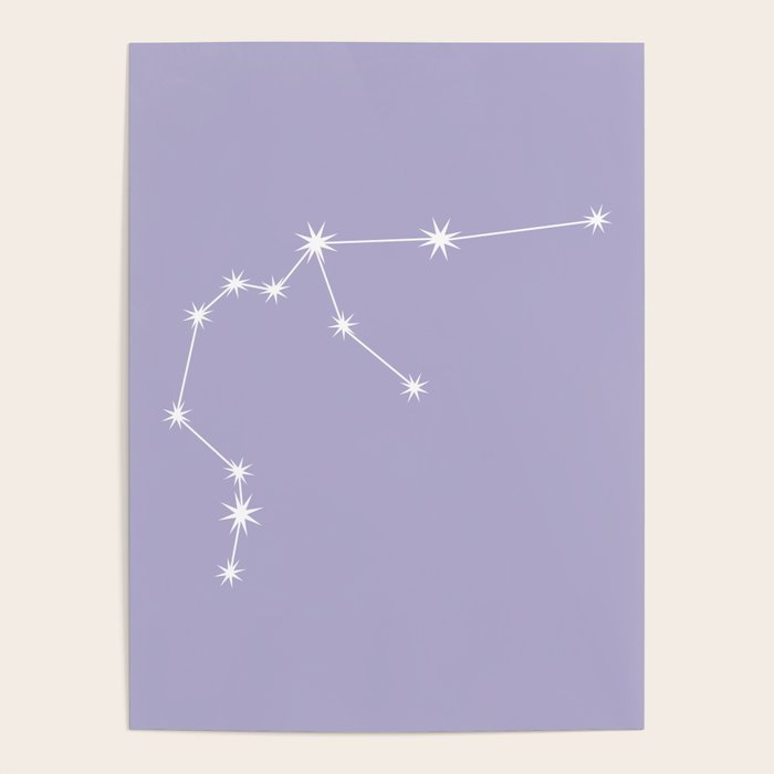 Aquarius Zodiac Star Constellation Line Art Pastel Lavender Poster Gallery Image 4