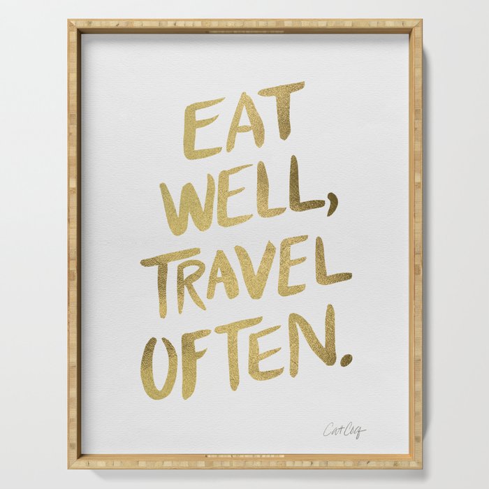 Eat Well Travel Often on Gold Serving Tray Gallery Image 1