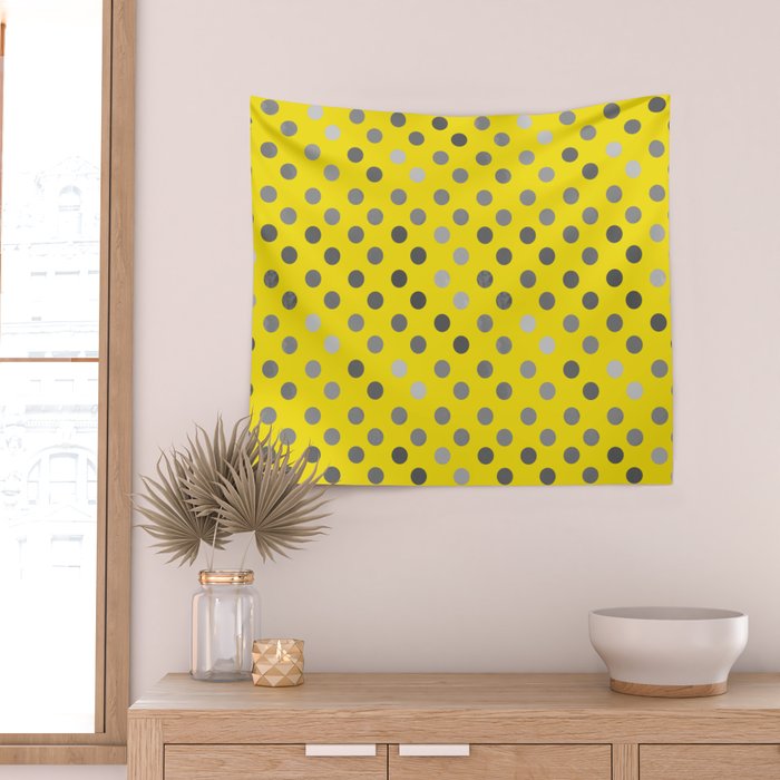 Polka Proton Yellow Wall Tapestry Gallery Image 2