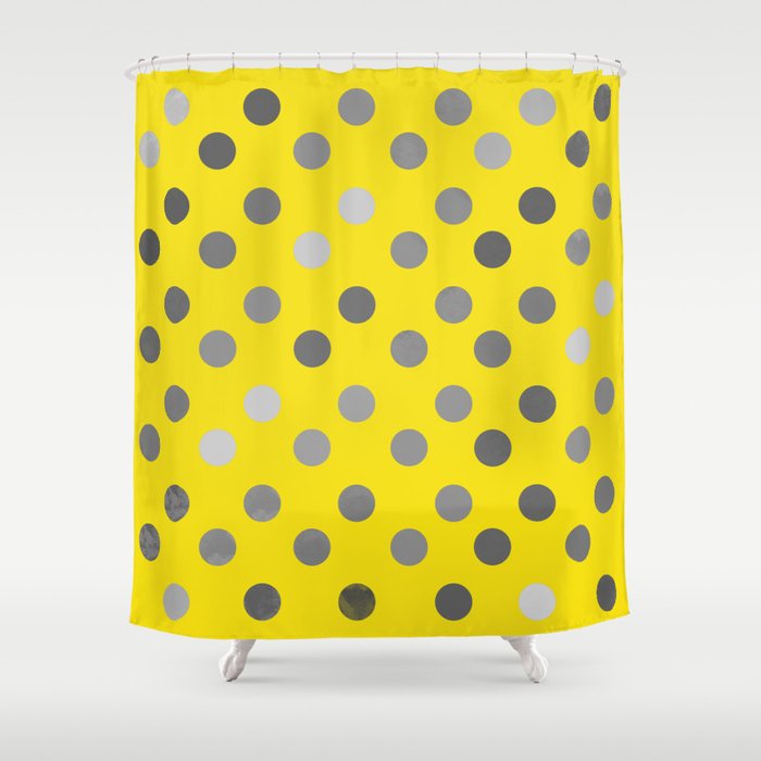 Polka Proton Yellow Shower Curtain Gallery Image 1