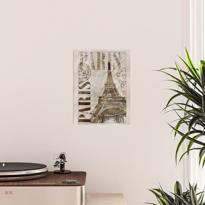 Vintage Paris eiffel tower illustration Poster Gallery Image 2