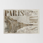 Vintage Paris eiffel tower illustration Rug Gallery Image 2