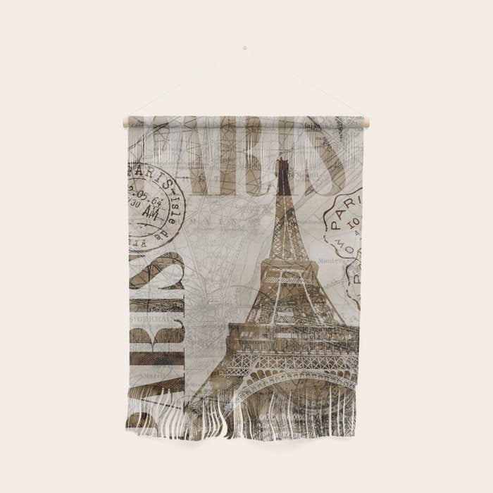 Vintage Paris eiffel tower illustration Wall Hanging Gallery Image 1