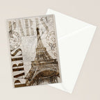 Vintage Paris eiffel tower illustration Stationery Card Gallery Image 2