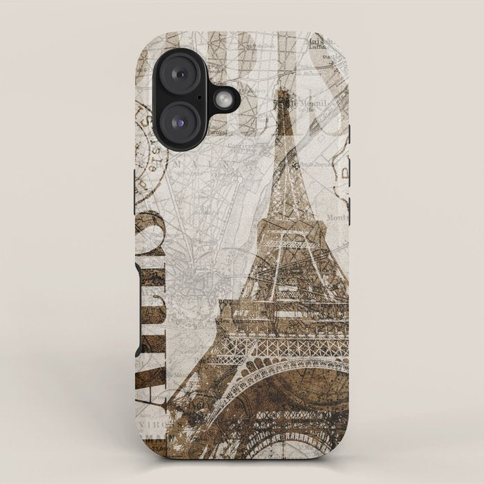 Vintage Paris eiffel tower illustration iPhone Case Gallery Image 1