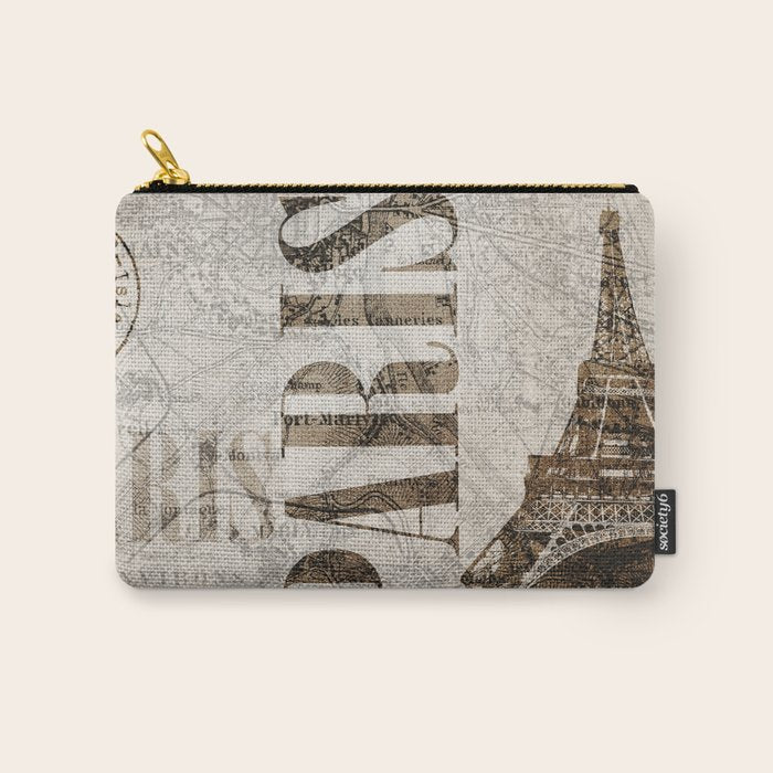 Vintage Paris eiffel tower illustration Carry All Pouch Gallery Image 1
