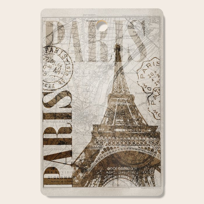 Vintage Paris eiffel tower illustration Cutting Board Gallery Image 1