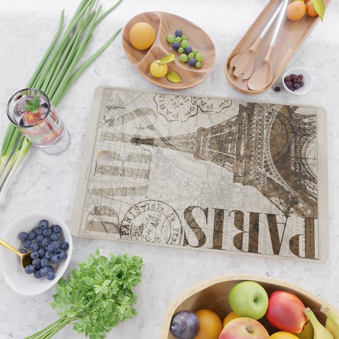 Vintage Paris eiffel tower illustration Cutting Board Gallery Image 2