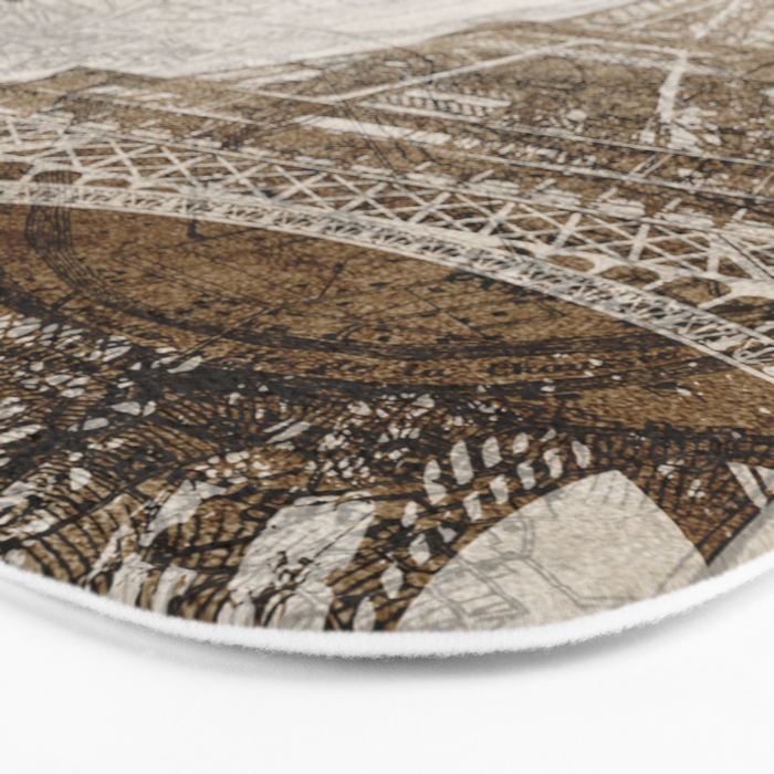Vintage Paris eiffel tower illustration Bath Mat Gallery Image 3
