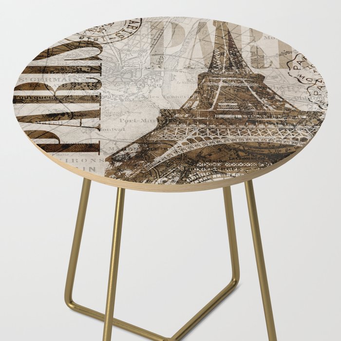 Vintage Paris eiffel tower illustration Side Table Gallery Image 2