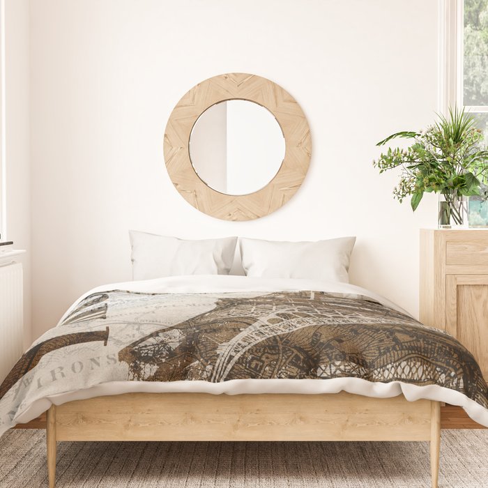 Vintage Paris eiffel tower illustration Duvet Cover Gallery Image 3