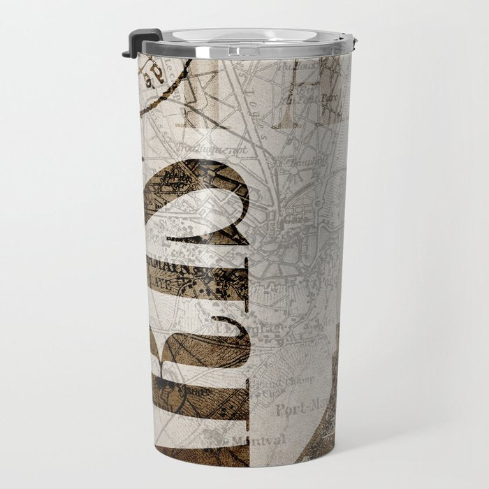 Vintage Paris eiffel tower illustration Travel Mug Gallery Image 3