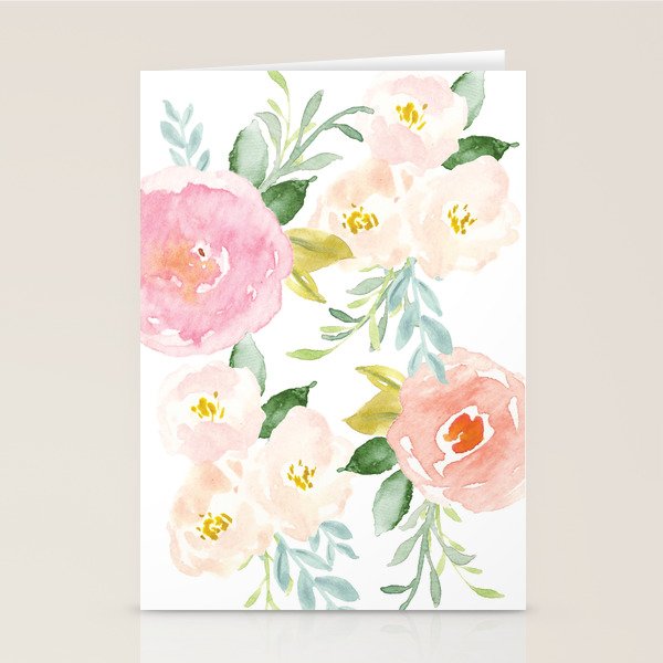Sweet Pink Blooms (Floral 02) Stationery Card Gallery Image 2
