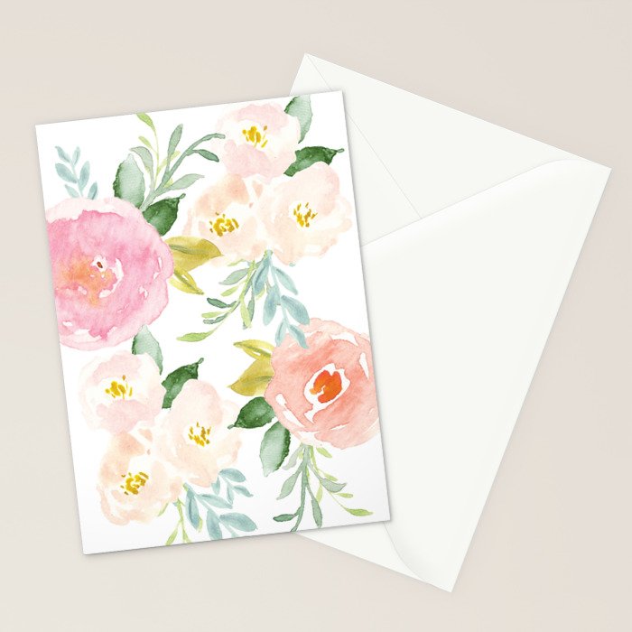 Sweet Pink Blooms (Floral 02) Stationery Card Gallery Image 2