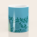 Peacock and Flower - Teal and Blue Coffee Mug Gallery Image 4