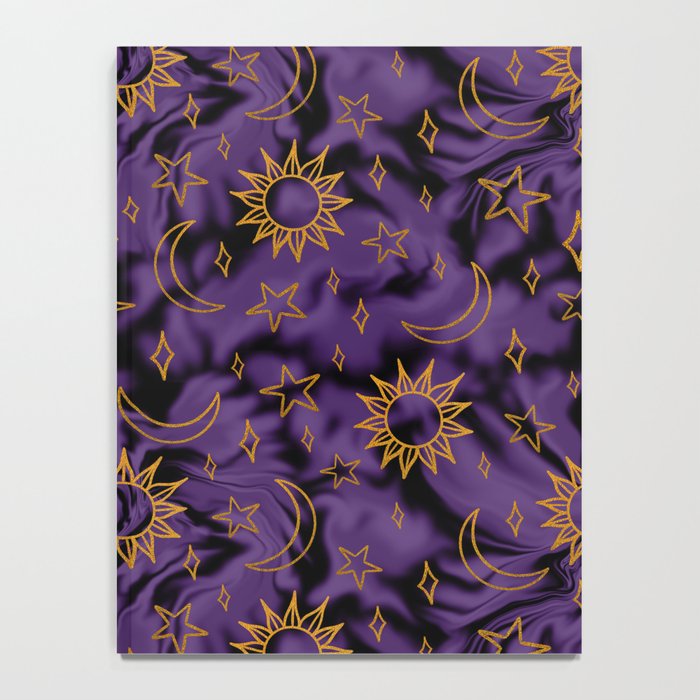 Tie Dye Moon and Stars Print in Purple Notebook Gallery Image 4