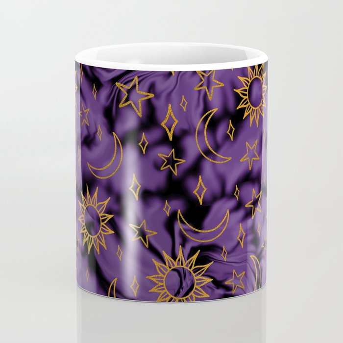 Tie Dye Moon and Stars Print in Purple Coffee Mug Gallery Image 4