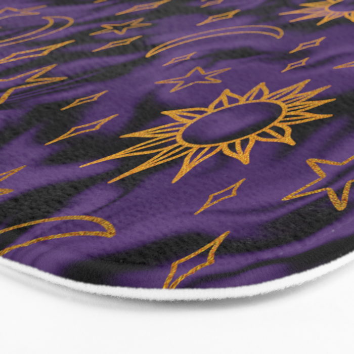 Tie Dye Moon and Stars Print in Purple Bath Mat Gallery Image 3